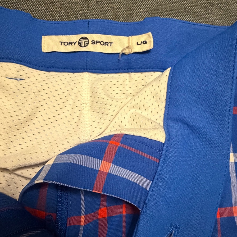 Tory Sport Blue Plaid Golf Skort Performance Tennis Skirt Built-in Shorts Large - Picture 4 of 5
